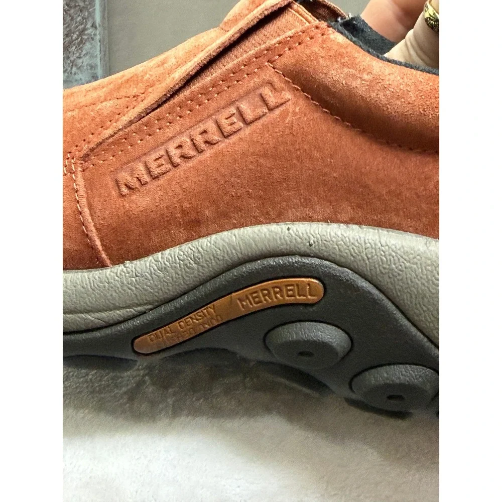 Merrell Jungle Moc Women 10.5 Rust Suede Slip On Hiking Walking Shoes J02224